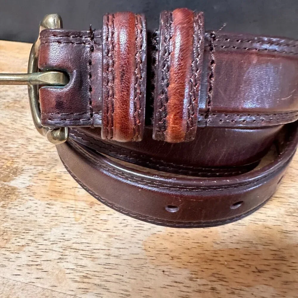 Vintage Mahogany Oil Tanned Cowhide  brass Buckle Mens Size Large 34-36